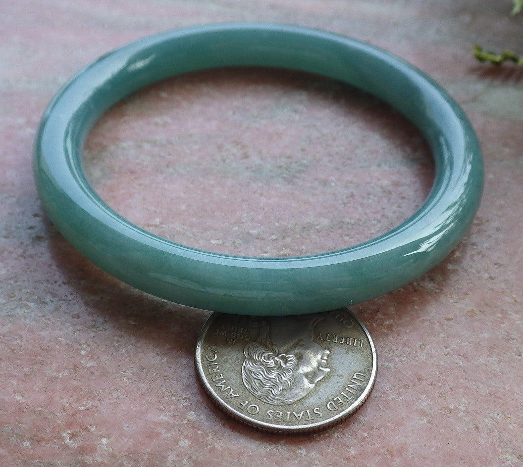 Certified Hand Carved Green Natural A JADE Circle Jadeite Bangle Bracelet 57mm