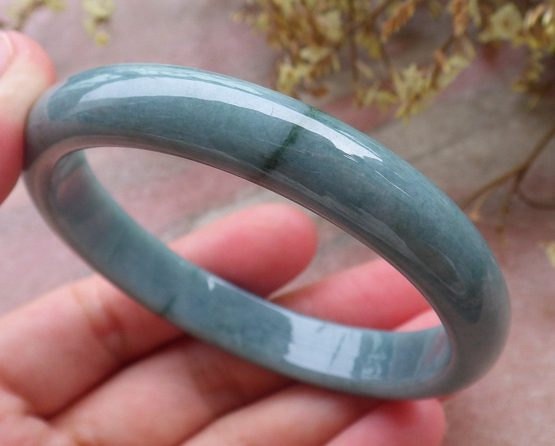 Certified Hand Carved Green Natural A JADE Circle Jadeite Bangle Bracelet 56mm