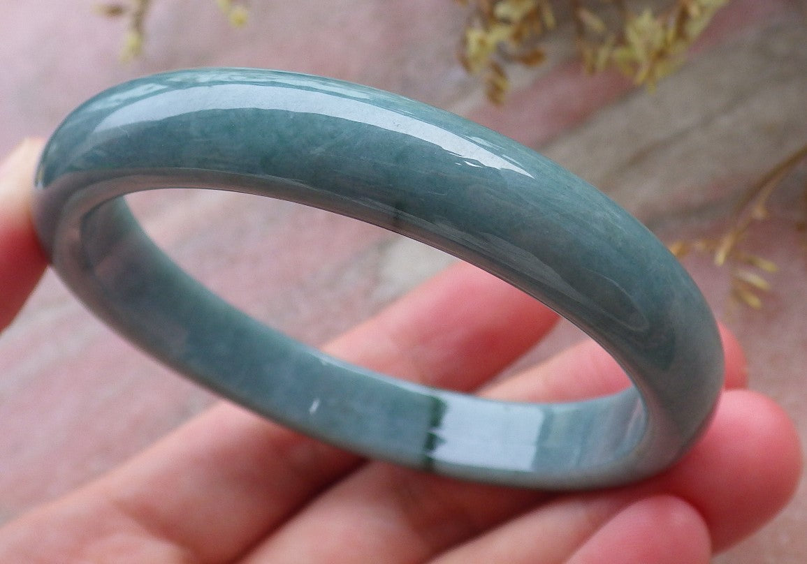 Certified Hand Carved Green Natural A JADE Circle Jadeite Bangle Bracelet 56mm