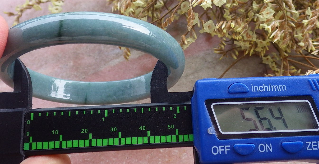 Certified Hand Carved Green Natural A JADE Circle Jadeite Bangle Bracelet 56mm