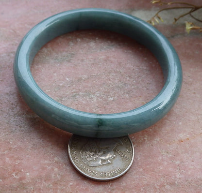 Certified Hand Carved Green Natural A JADE Circle Jadeite Bangle Bracelet 56mm