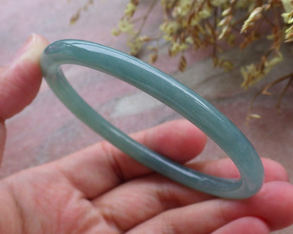 Certified Hand Carved Green Natural A JADE Jadeite Circle Bangle Bracelet 59mm