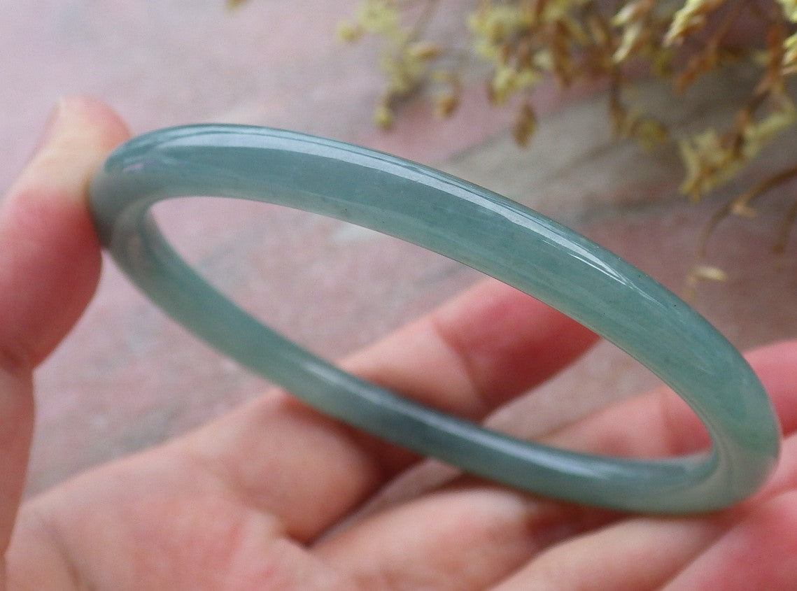Certified Hand Carved Green Natural A JADE Jadeite Circle Bangle Bracelet 59mm