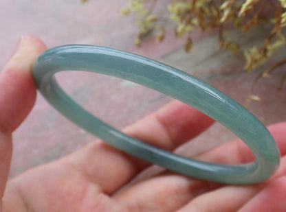 Certified Hand Carved Green Natural A JADE Jadeite Circle Bangle Bracelet 59mm
