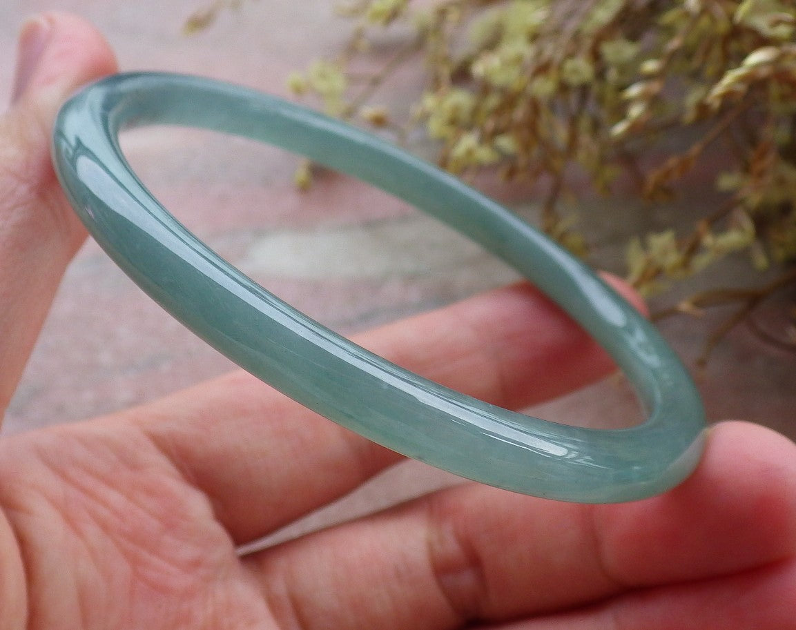 Certified Hand Carved Green Natural A JADE Jadeite Circle Bangle Bracelet 59mm