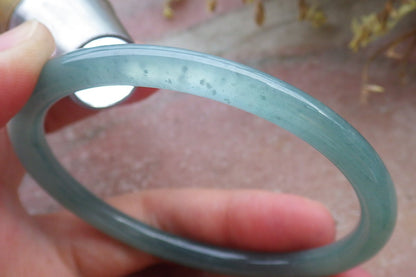 Certified Hand Carved Green Natural A JADE Jadeite Circle Bangle Bracelet 59mm