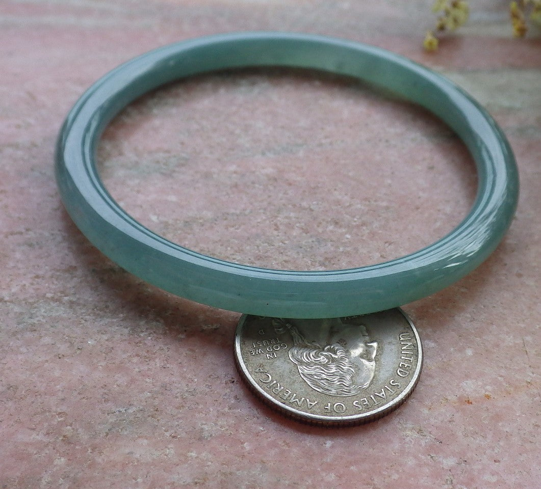 Certified Hand Carved Green Natural A JADE Jadeite Circle Bangle Bracelet 59mm