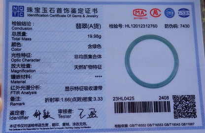 Certified Hand Carved Green Natural A JADE Jadeite Circle Bangle Bracelet 59mm