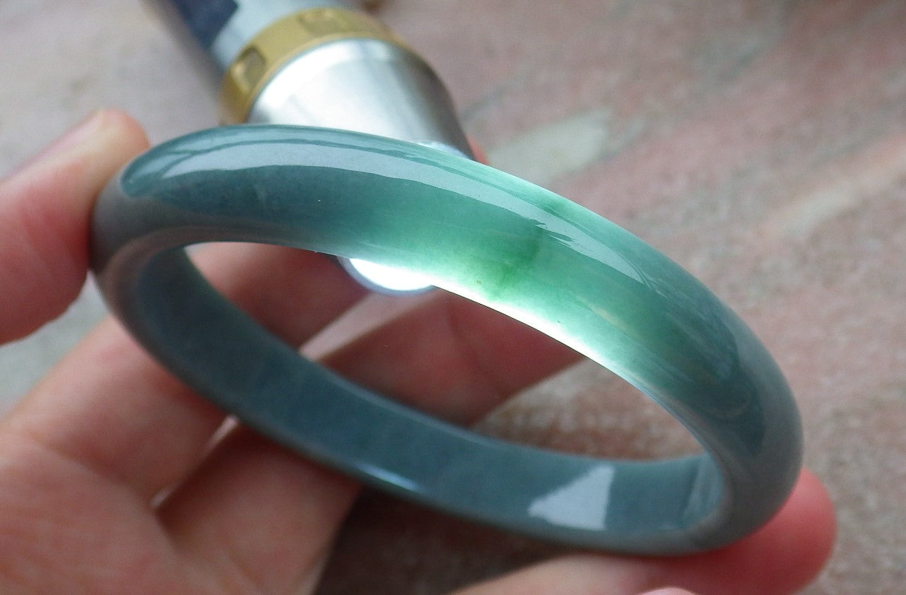 59mm Certified Hand Carved Green Natural Grade A JADE Jadeite Circle Bangle Bracelet