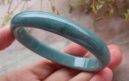 59mm Certified Hand Carved Green Natural Grade A JADE Jadeite Circle Bangle Bracelet