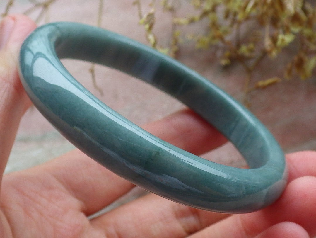 59mm Certified Hand Carved Green Natural Grade A JADE Jadeite Circle Bangle Bracelet