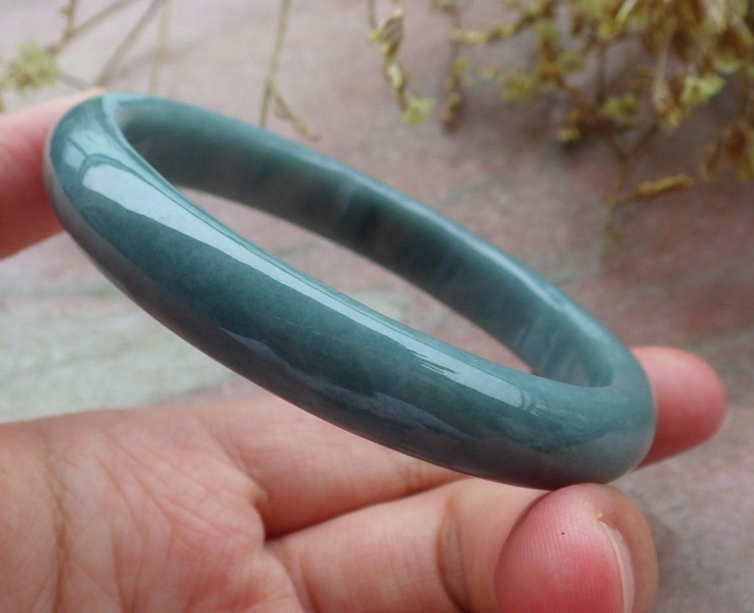 59mm Certified Hand Carved Green Natural Grade A JADE Jadeite Circle Bangle Bracelet