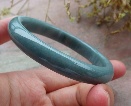 59mm Certified Hand Carved Green Natural Grade A JADE Jadeite Circle Bangle Bracelet