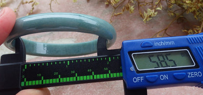 59mm Certified Hand Carved Green Natural Grade A JADE Jadeite Circle Bangle Bracelet