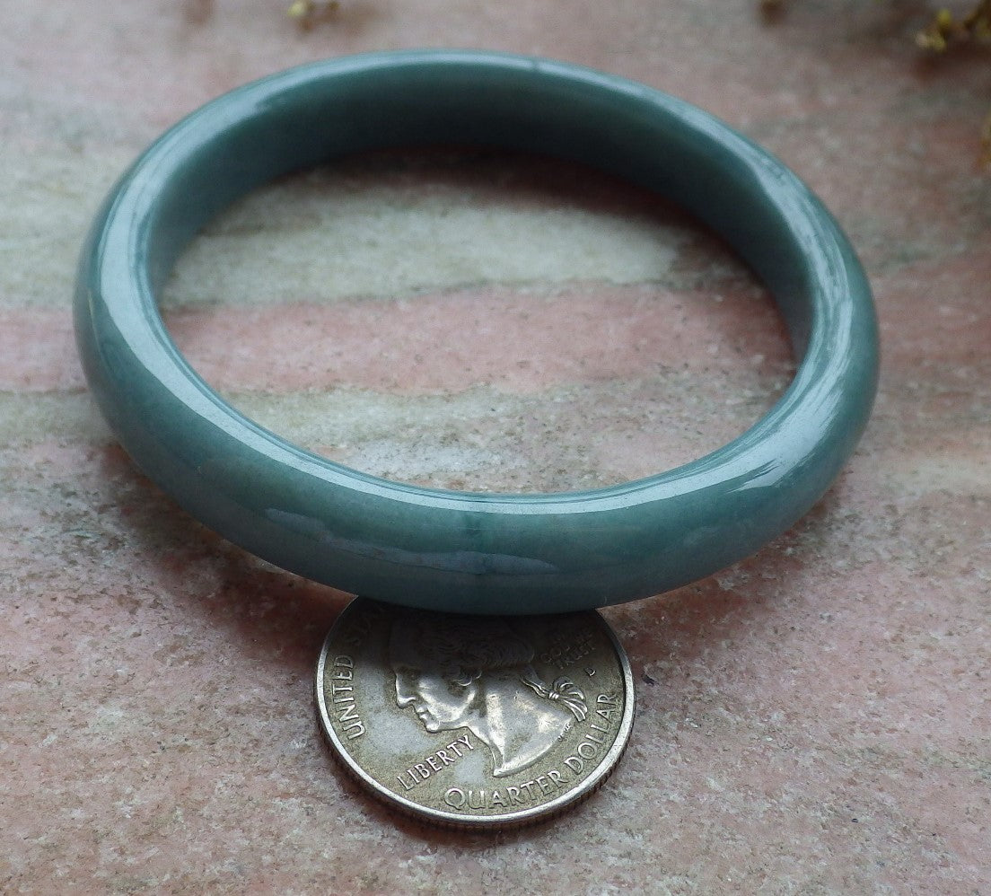 59mm Certified Hand Carved Green Natural Grade A JADE Jadeite Circle Bangle Bracelet
