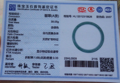 59mm Certified Hand Carved Green Natural Grade A JADE Jadeite Circle Bangle Bracelet
