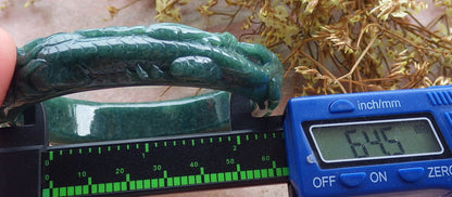 65mm Certified Hand Carved Blue Water Green Natural A JADE Jadeite Dragon Phoenix Circle Bangle Bracelet