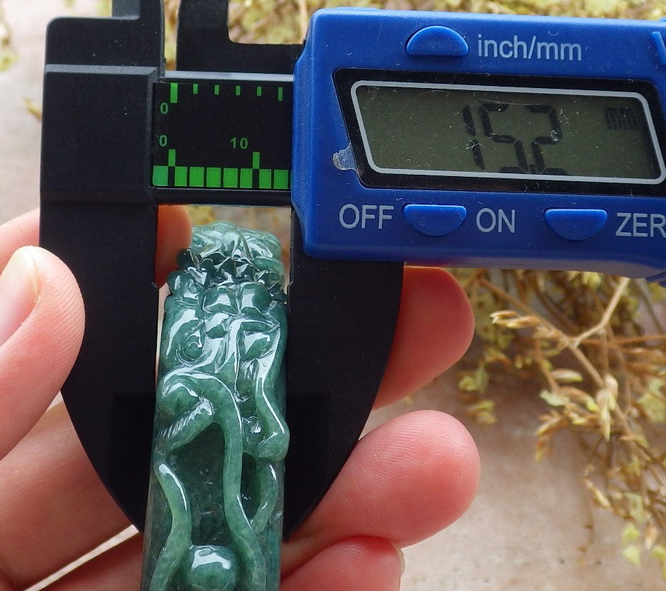 65mm Certified Hand Carved Blue Water Green Natural A JADE Jadeite Dragon Phoenix Circle Bangle Bracelet