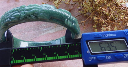 64mm Certified Hand Carved Natural Grade A JADE Jadeite Dragon Phoenix Circle Bangle Bracelet