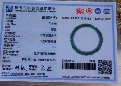 64mm Certified Hand Carved Natural Grade A JADE Jadeite Dragon Phoenix Circle Bangle Bracelet