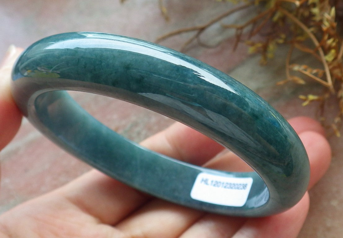 57mm Certified Hand Carved Green Natural A JADE Circle Jadeite Bangle Bracelet