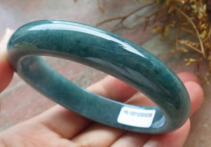 57mm Certified Hand Carved Green Natural A JADE Circle Jadeite Bangle Bracelet