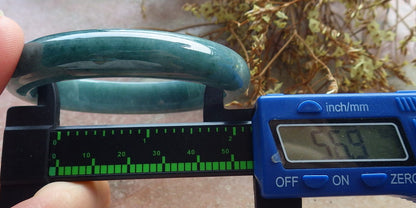 57mm Certified Hand Carved Green Natural A JADE Circle Jadeite Bangle Bracelet