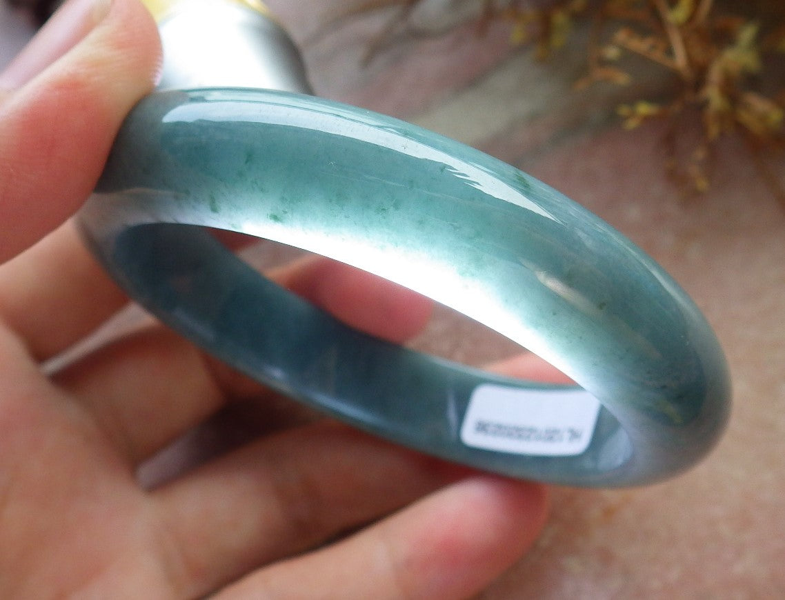 56mm Certified Hand Carved Green Natural A JADE Circle Jadeite Bangle Bracelet