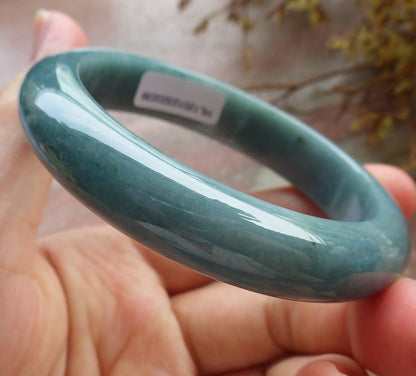56mm Certified Hand Carved Green Natural A JADE Circle Jadeite Bangle Bracelet