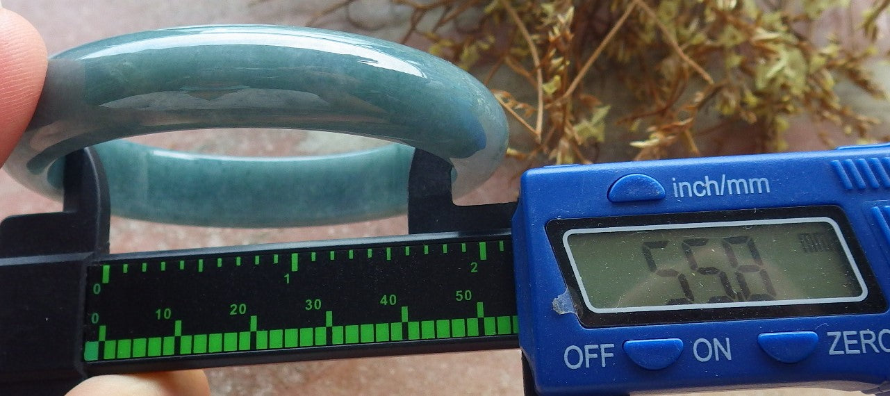 56mm Certified Hand Carved Green Natural A JADE Circle Jadeite Bangle Bracelet