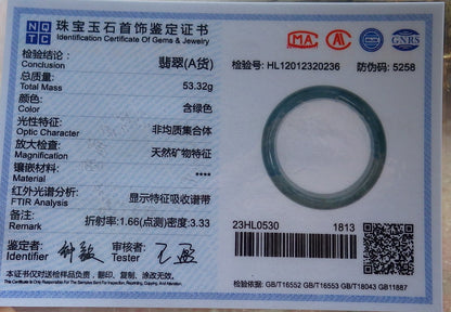 56mm Certified Hand Carved Green Natural A JADE Circle Jadeite Bangle Bracelet