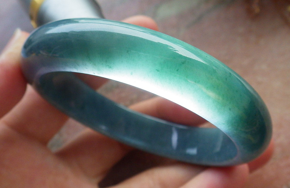 57mm Certified Hand Carved Green Natural Grade A JADE Jadeite Circle Bangle Bracelet