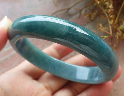 57mm Certified Hand Carved Green Natural Grade A JADE Jadeite Circle Bangle Bracelet