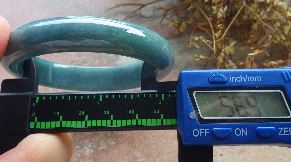 57mm Certified Hand Carved Green Natural Grade A JADE Jadeite Circle Bangle Bracelet