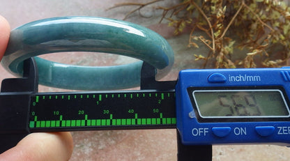 57mm Certified Hand Carved Green Natural Grade A JADE Jadeite Circle Bangle Bracelet