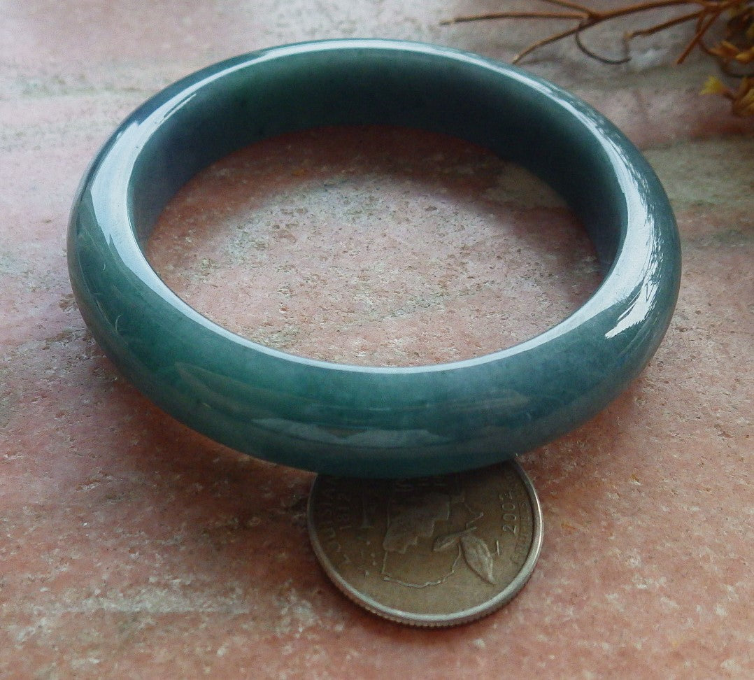 57mm Certified Hand Carved Green Natural Grade A JADE Jadeite Circle Bangle Bracelet