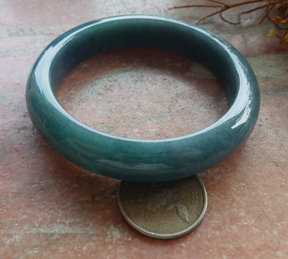 57mm Certified Hand Carved Green Natural Grade A JADE Jadeite Circle Bangle Bracelet