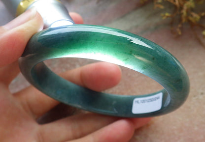 58mm Certified Hand Carved Green Natural Grade A JADE Jadeite Circle Bangle Bracelet