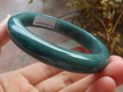 58mm Certified Hand Carved Green Natural Grade A JADE Jadeite Circle Bangle Bracelet