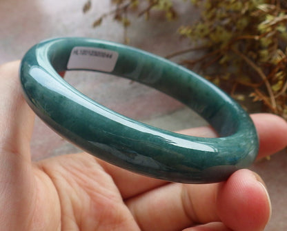58mm Certified Hand Carved Green Natural Grade A JADE Jadeite Circle Bangle Bracelet