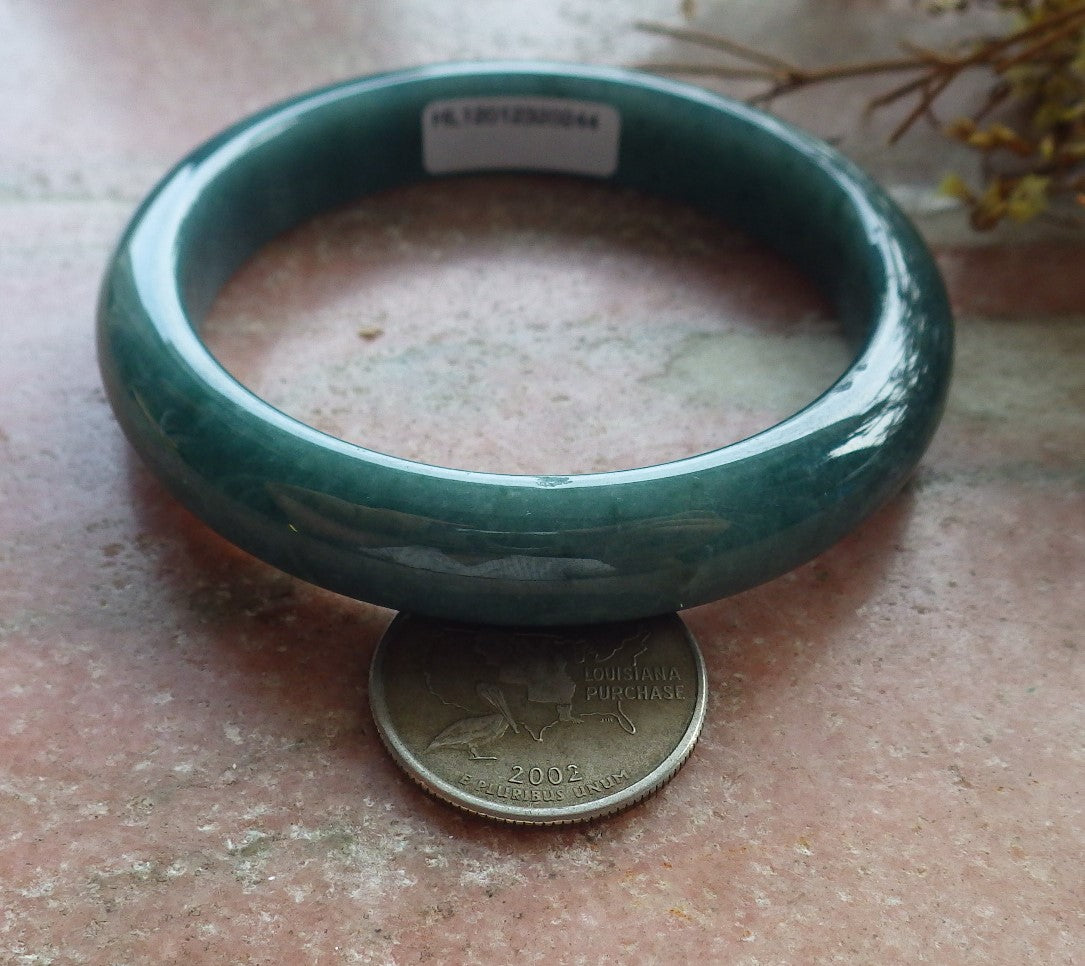 58mm Certified Hand Carved Green Natural Grade A JADE Jadeite Circle Bangle Bracelet