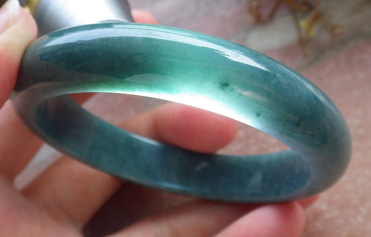 56mm Certified Hand Carved Green Natural Grade A JADE Jadeite Circle Bangle Bracelet