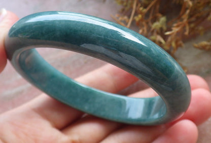 56mm Certified Hand Carved Green Natural Grade A JADE Jadeite Circle Bangle Bracelet