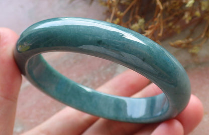 56mm Certified Hand Carved Green Natural Grade A JADE Jadeite Circle Bangle Bracelet