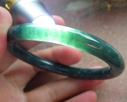 56mm Certified Hand Carved Green Natural Grade A JADE Jadeite Circle Bangle Bracelet