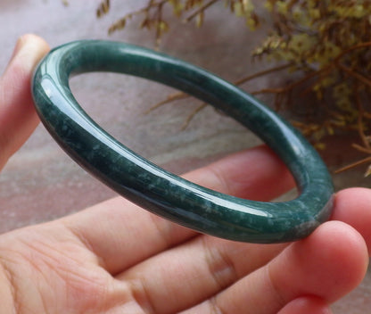 56mm Certified Hand Carved Green Natural Grade A JADE Jadeite Circle Bangle Bracelet