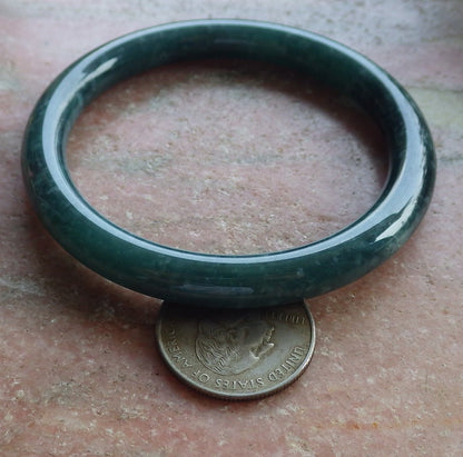56mm Certified Hand Carved Green Natural Grade A JADE Jadeite Circle Bangle Bracelet