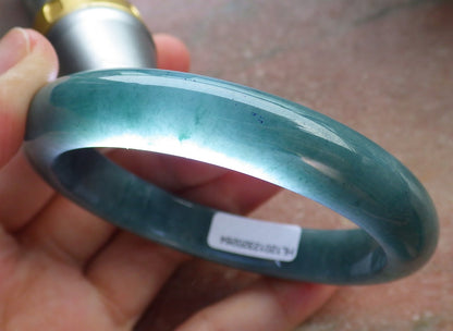 58mm Certified Hand Carved Green Natural A JADE Circle Jadeite Bracelet Bangle