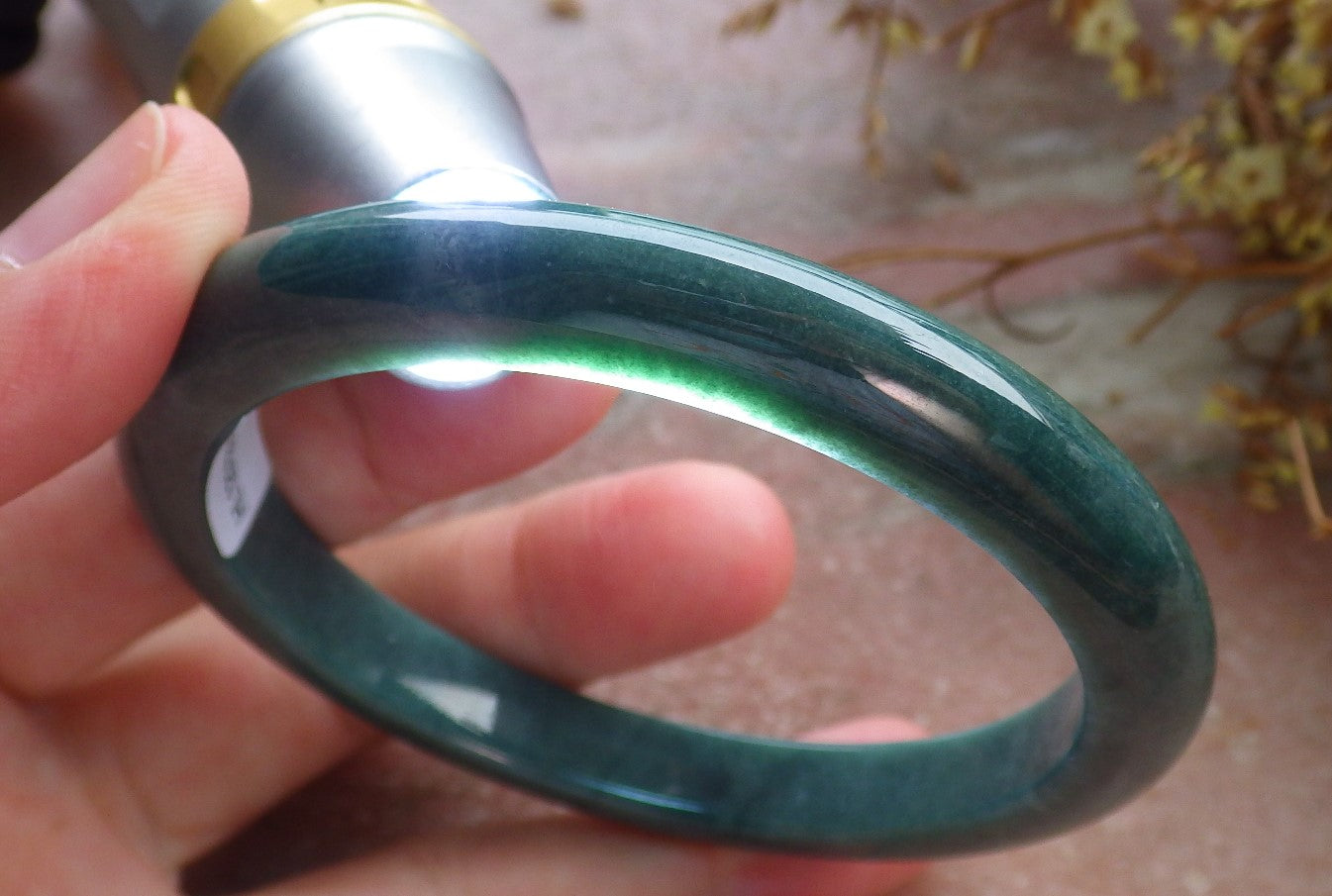 59mm Certified Hand Carved Green Natural Grade A JADE Jadeite Circle Bangle Bracelet