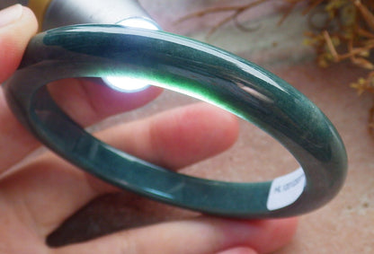 59mm Certified Hand Carved Green Natural Grade A JADE Jadeite Circle Bangle Bracelet